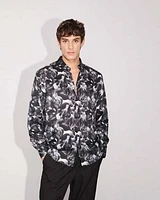 Regular-Fit Sateen Dress Shirt with Abstract Pattern