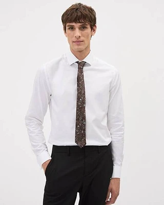 Brown Skinny Tie with Floral Pattern