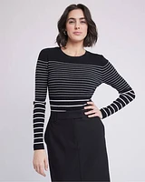 Bodycon Long-Sleeve Crew-Neck Striped Sweater