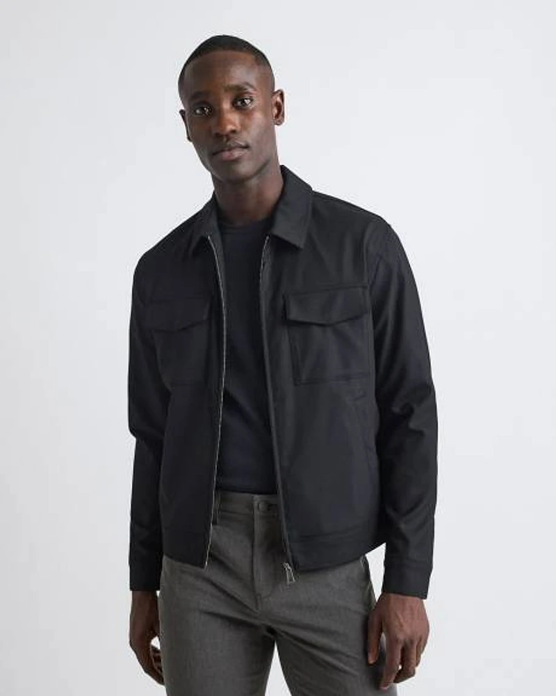 Twill Bomber Jacket with Shirt Collar