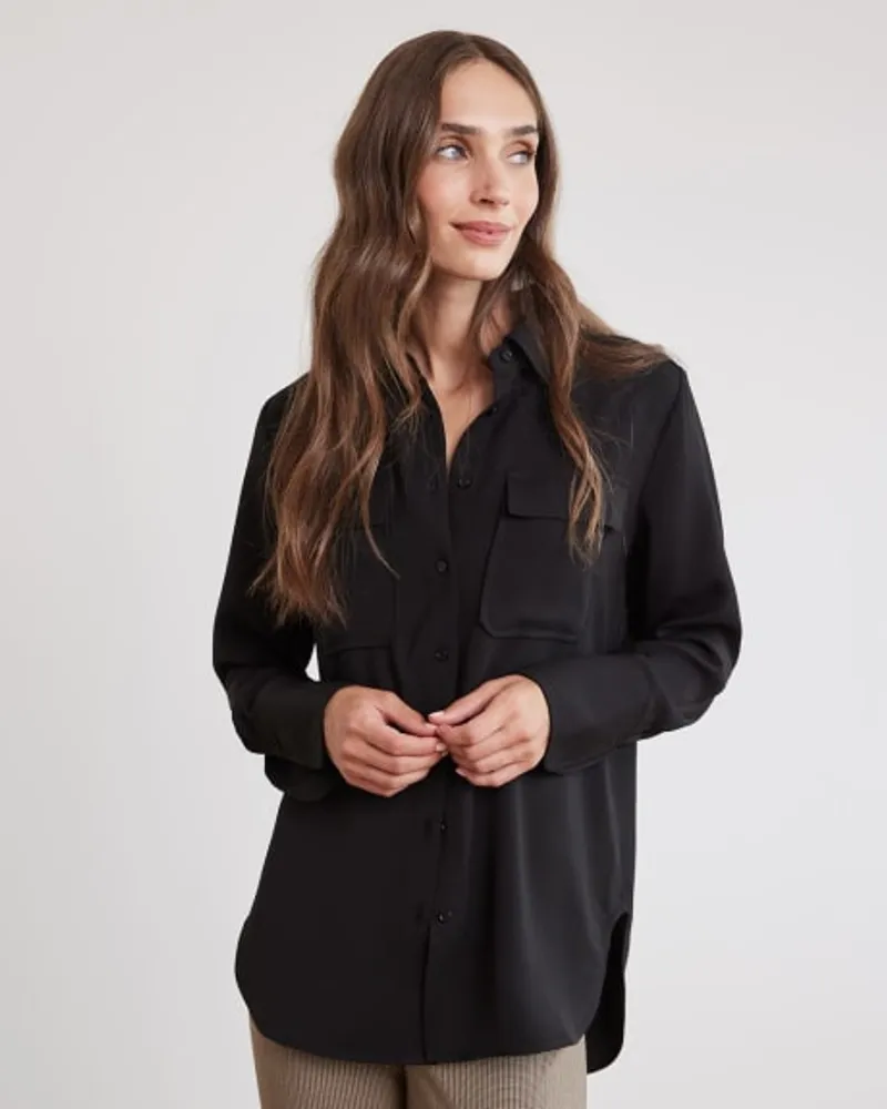 Long-Sleeve Buttoned-Down Bouclé Cardigan