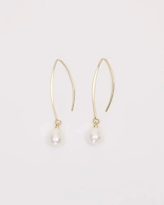 Boucles d'Oreilles Dorées avec Pendentif en Perle