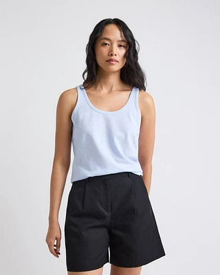 Camisole à Col Rond en Mélange de Lin