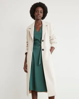 Long Fitted 2-Button Twill Coat