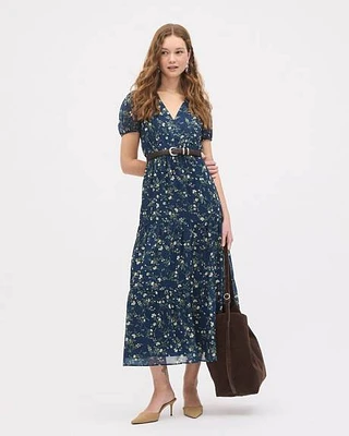 Short-Sleeve Chiffon Maxi Dress