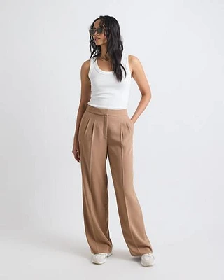 High-Rise Long-Wide-Leg Crepe Pant