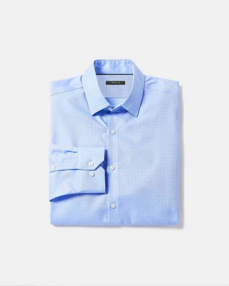 Blue Regular-Fit Dobby Dress Shirt