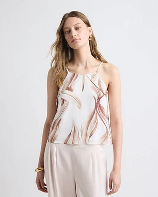 Blouse Sans Manches à Col Rond en Mousseline