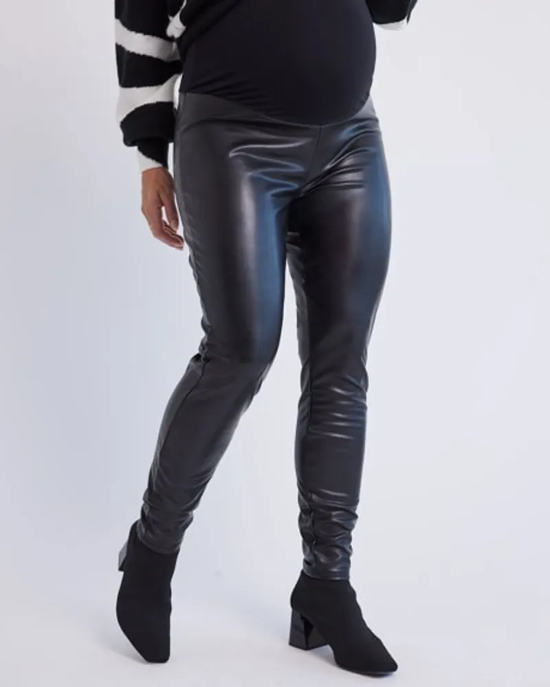 RW&CO. - Stretch Faux Leather Skinny Pants Thyme Maternity Black