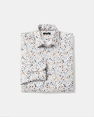 Slim-Fit Dress Shirt with Tiny Floral Pattern