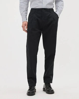 Straight-Leg Pleated Chino Pant