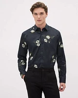 Slim-Fit Dress Shirt with Floral Pattern