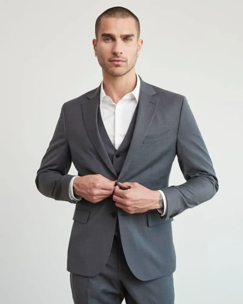 RW&CO. - Tailored-Fit Dark Grey Wool Suit Blazer