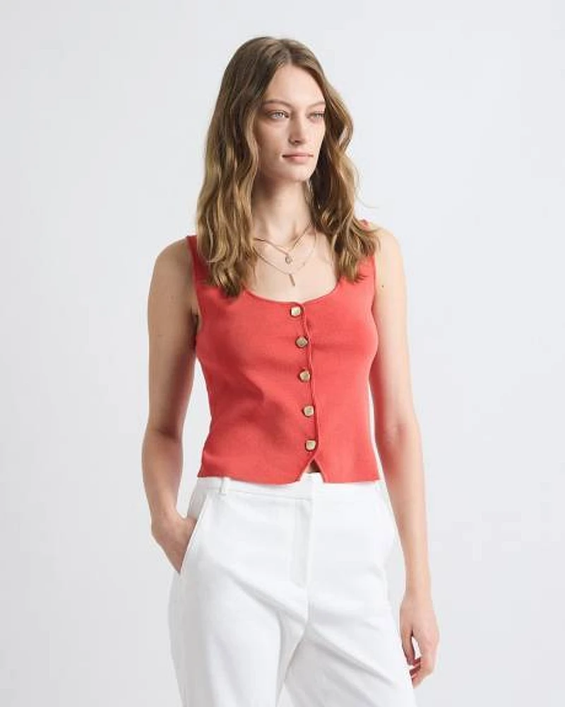 Cropped Buttoned-Down Sweater Vest
