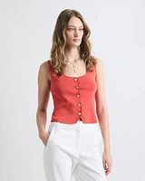 Cropped Buttoned-Down Sweater Vest