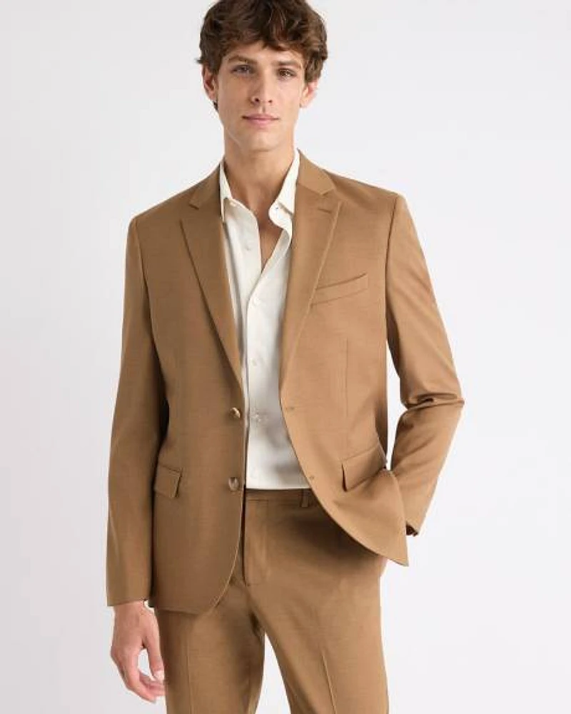 Slim-Fit Golden Brown Suit Blazer