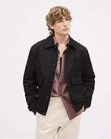 Padded Twill Bomber Jacket with Shirt Collar