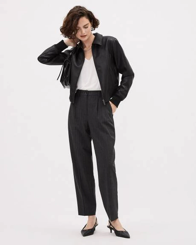 Striped High-Rise Barrel Pant