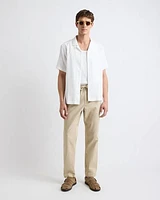 Pantalon en Mélange de Lin à Taille Élastique avec Cordon Serrage