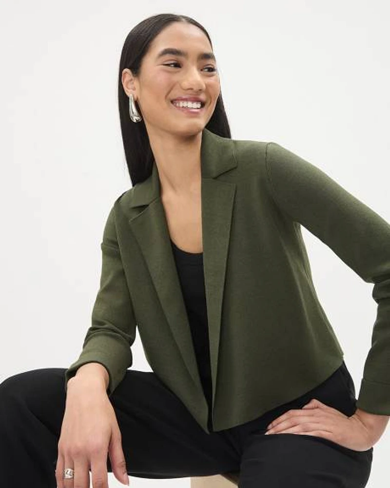 Open Cropped Sweater Blazer