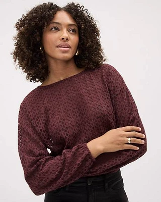 Long-Sleeve Crew-Neck Lace Top