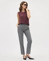 Solid Cap-Sleeve Crew-Neck Silky Crepe Blouse