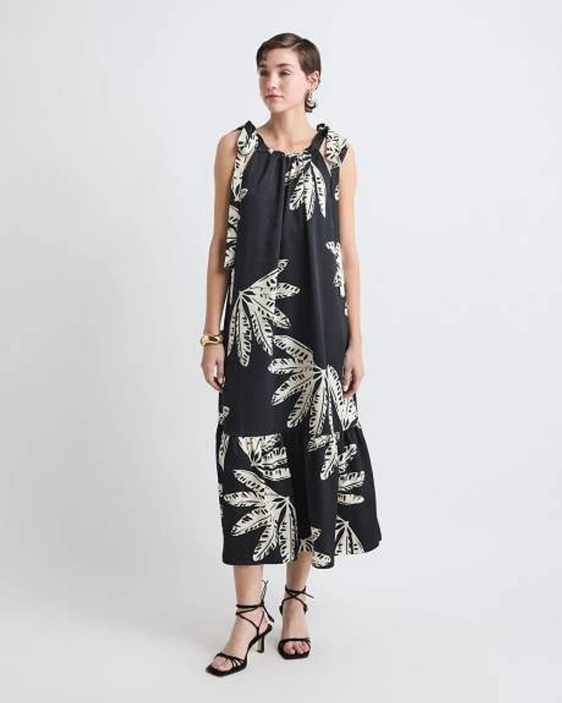 Sleeveless Halter-Neck Midi Dress