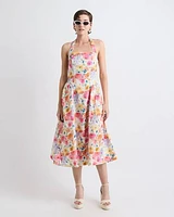 Sleeveless Midi Cocktail Dress with Halter Neckline
