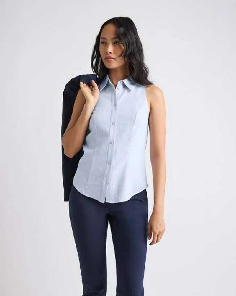 Blouse Boutonnée Sans Manches à Coupe Princesse