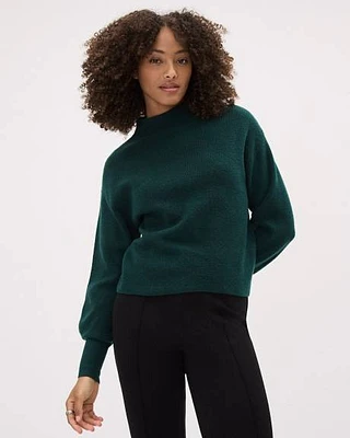 Long-Sleeve Mock-Neck Ribbed Sweater