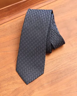 RW&CO Regular Navy Tie with Brown Flowers