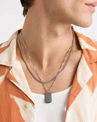 Collier à Double Chaîne en Acier Inoxydable