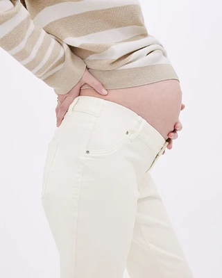 Cream Straight-Leg Ankle Jeans