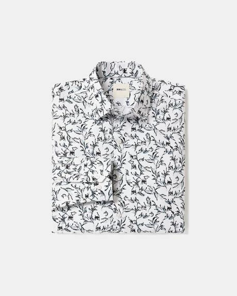 Chemise Habillée à Coupe Étroite Motif Feuillagé Style Aquarelle