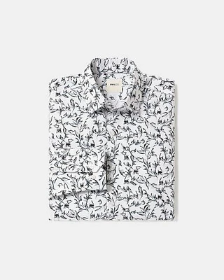 Slim-Fit Dress Shirt with Aquarelle Foliage Print