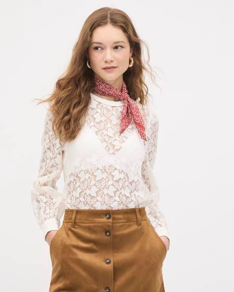Blouse en Dentelle à Manches Longues