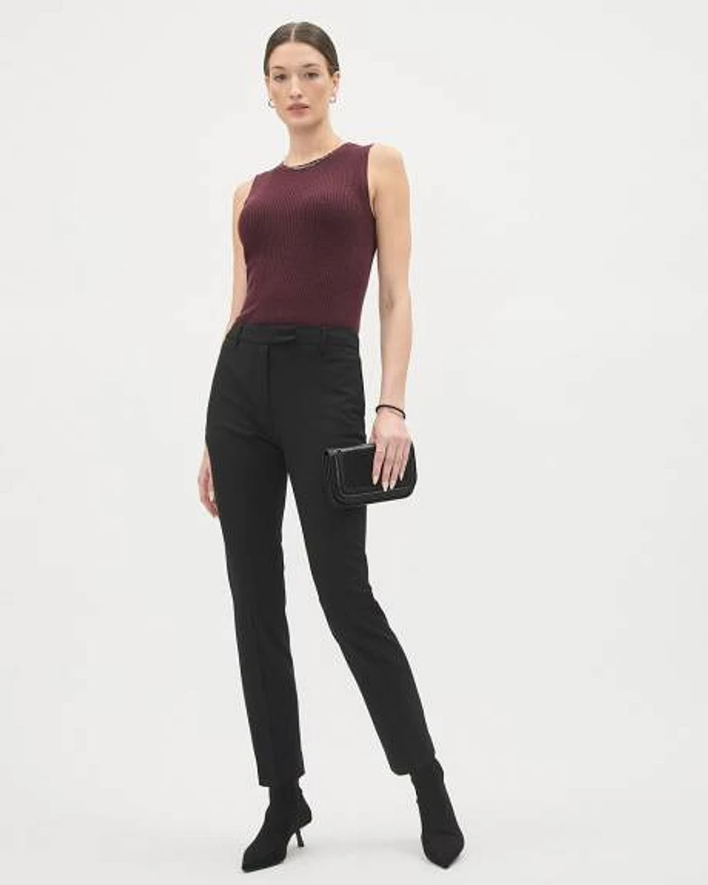 Black Slim-Leg Mid-Rise Pant