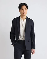 Veston de Complet en Mélange Lin Noir à Coupe Étroite