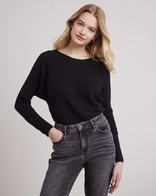 RW&CO. - Long-Batwing-Sleeve Classic Sweater with Boat Neckline