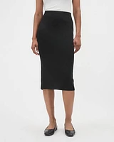 Black Knitted Pencil Midi Skirt