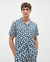 Short-Sleeve Camp-Collar Shirt with Floral Pattern