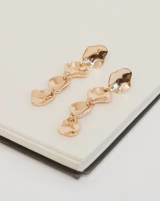 Golden Earrings with Organic-Shaped Pendants