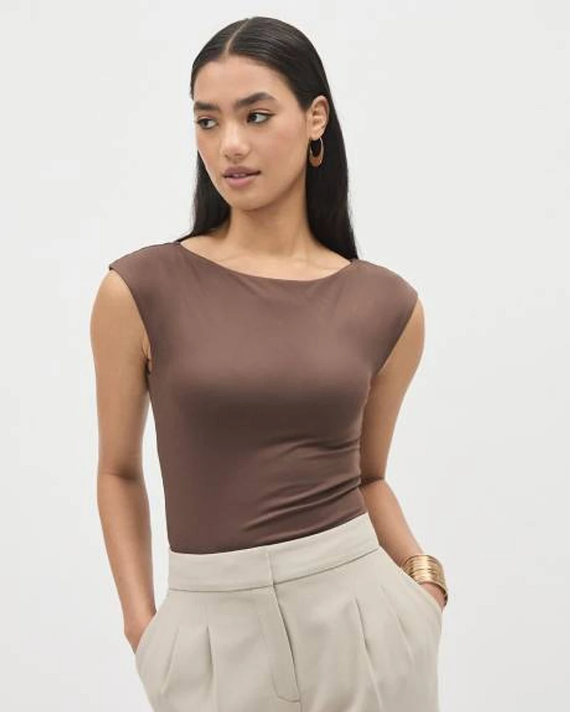 Short-Sleeve Boat-Neck Top, BodyConfident