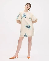 Short-Puffy-Sleeve Mini Cocktail Dress with Crew Neckline