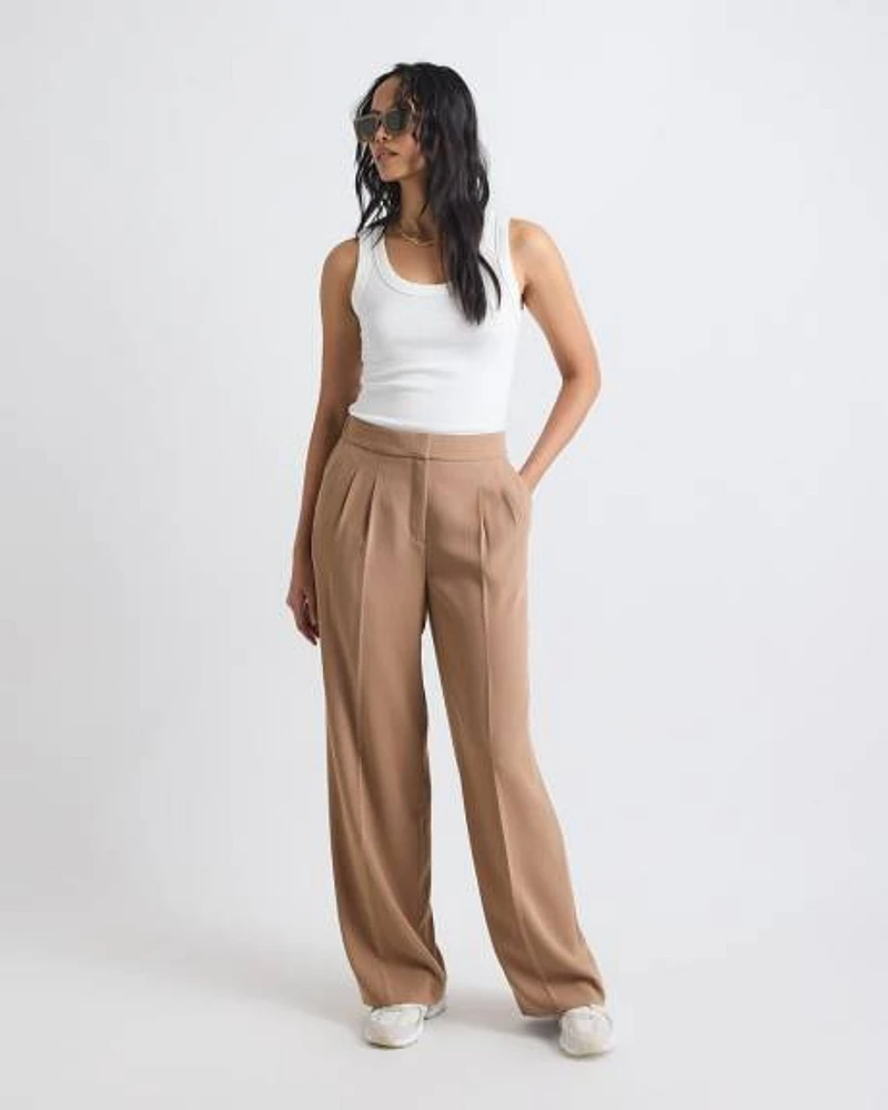 High-Rise Long-Wide-Leg Crepe Pant
