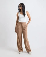 High-Rise Long-Wide-Leg Crepe Pant