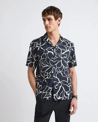 Short-Sleeve Linen Shirt with Camp Collar