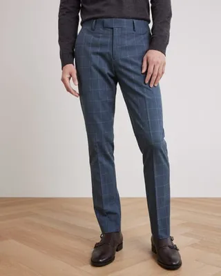Slim-Fit Blue Windowpane Suit Pant