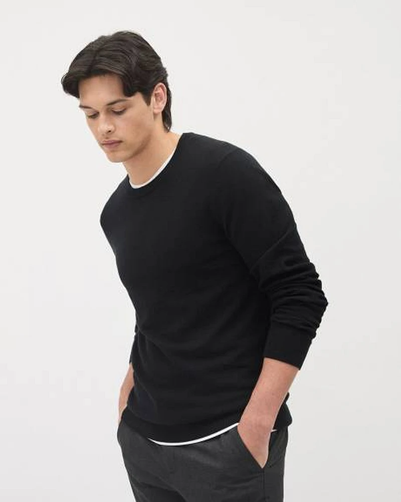 Solid Long-Sleeve Crew-Neck Sweater