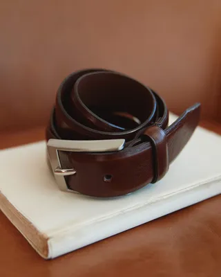 RW&Co Textured Brown Leather Belt men